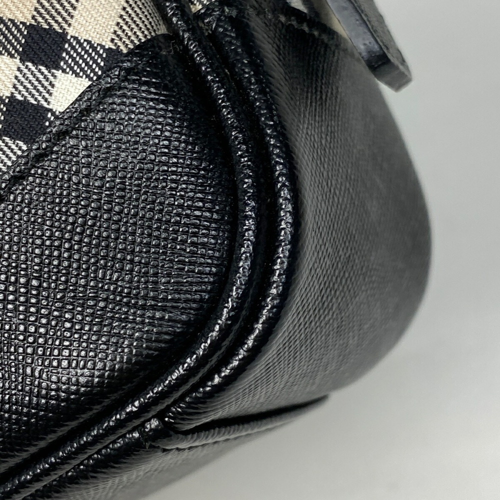 Burberry Check Shoulder Bag Hobo Handbag Canvas Beige Black - Picture 3 of 6
